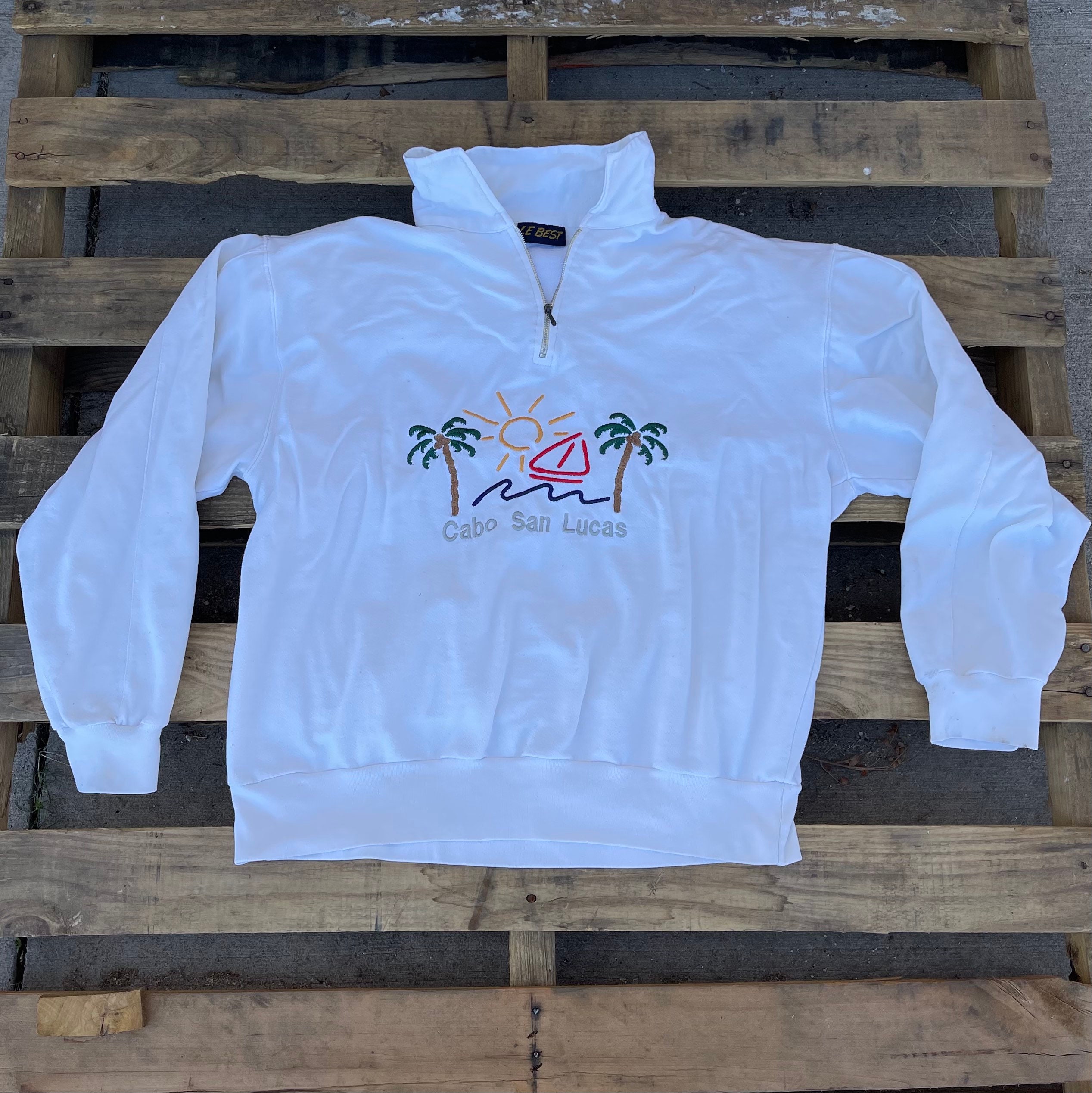Cabo San Lucas Embroidered Long Sleeve 1/4 Zip Sweatshirt | Etsy