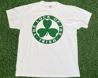 Vtg 1989 Single Stitch The Luck Of The Irish Graphic Tee Mens Size Large - A1