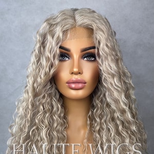 Long Light ASH Brown Blonde Wig Lace Front Human Hair Curly Deep Body Wave Wigs Wet & Wavy Brazilian