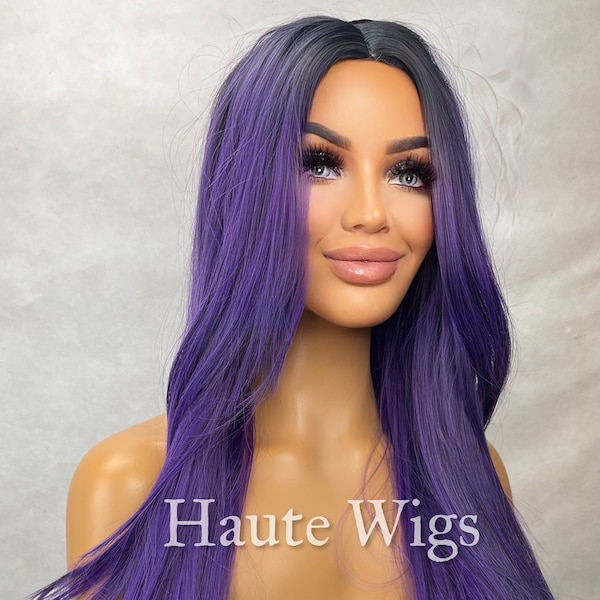 Grapevine - Purple Violet Wig Long Wavy Layered NO Lace Front vegan friendly Haute Wigs Ladies Womens Wigs Gift For Her Fun Role Play