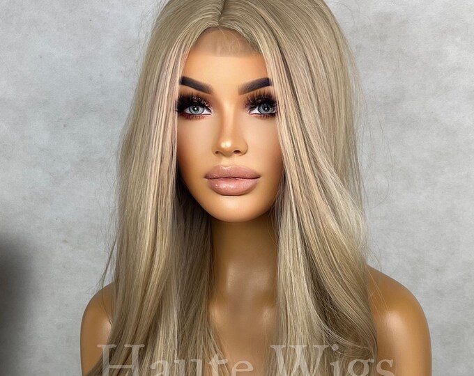 Chancery Ash Brown Blonde Womens Long Wig Lace Front Layered Straight