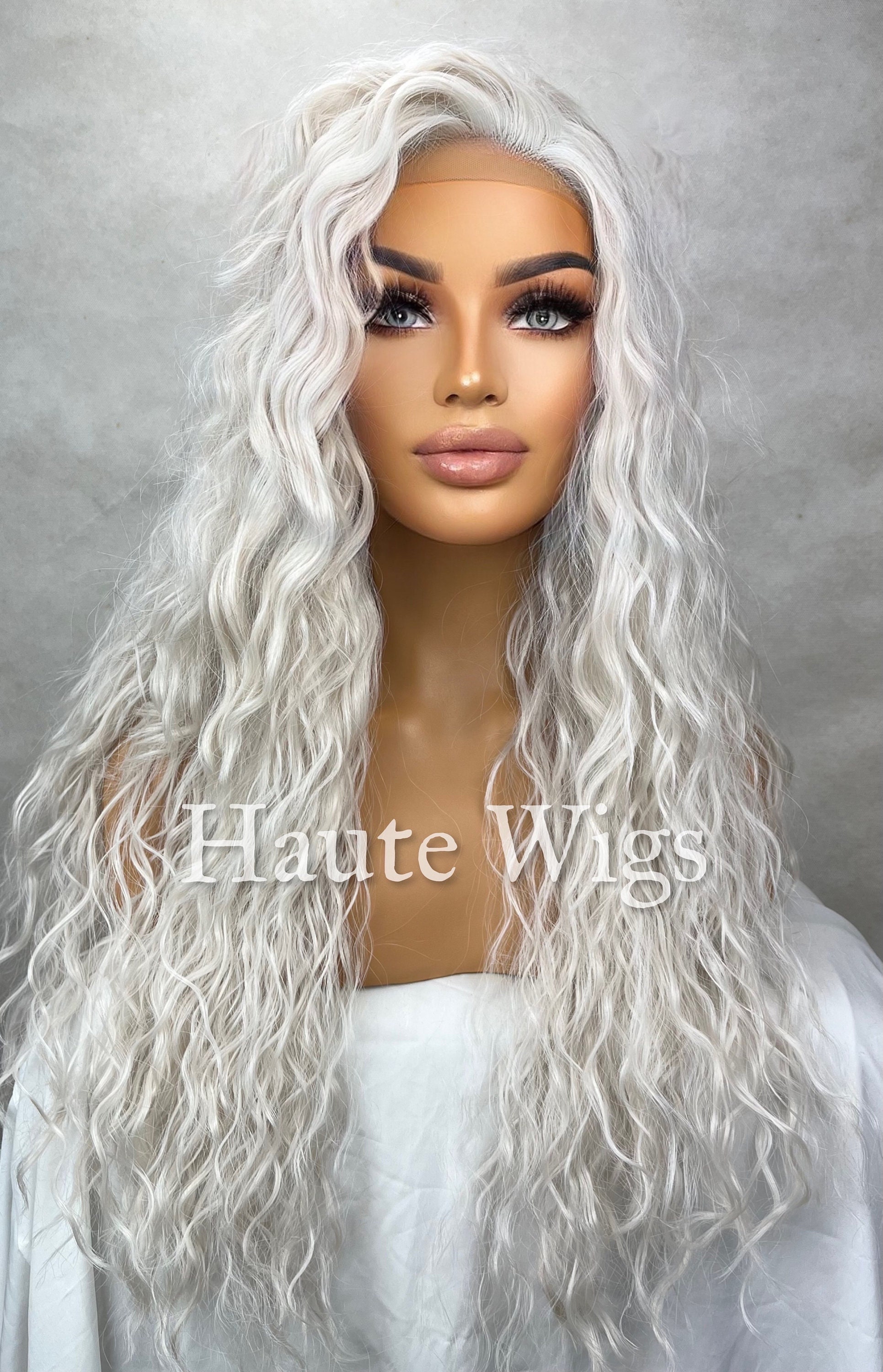26 inch Lace Wig Center Part Long Curly Front Wig Human Glue Free Wig Natural Color Wavy Synthetic Fiber Wig Head Cover, Deep Wavy Lace Front Wig