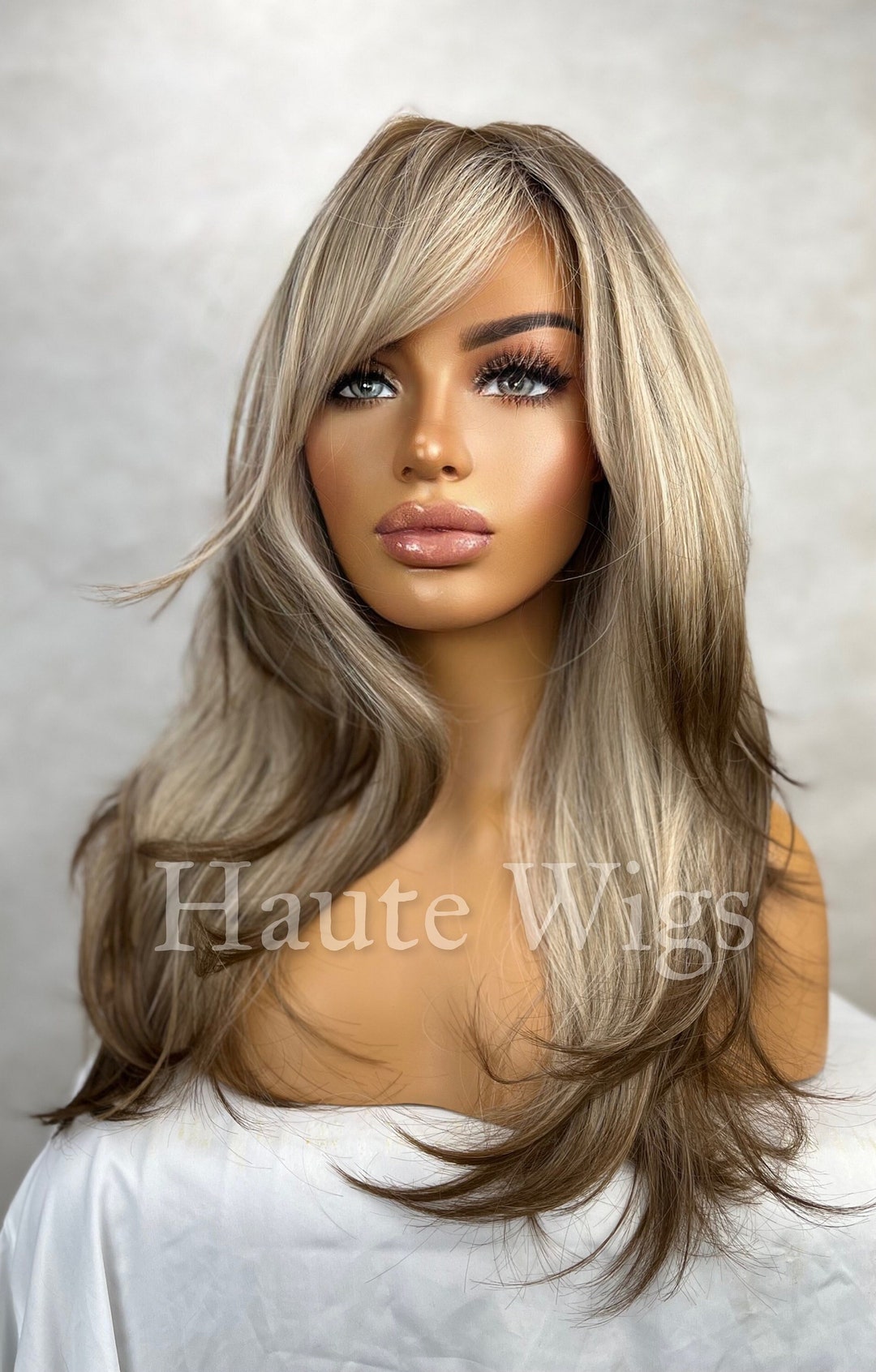 Chiffon - Womens Honey Blonde to Brown Ombré Wig Dip Dye  display picture 1