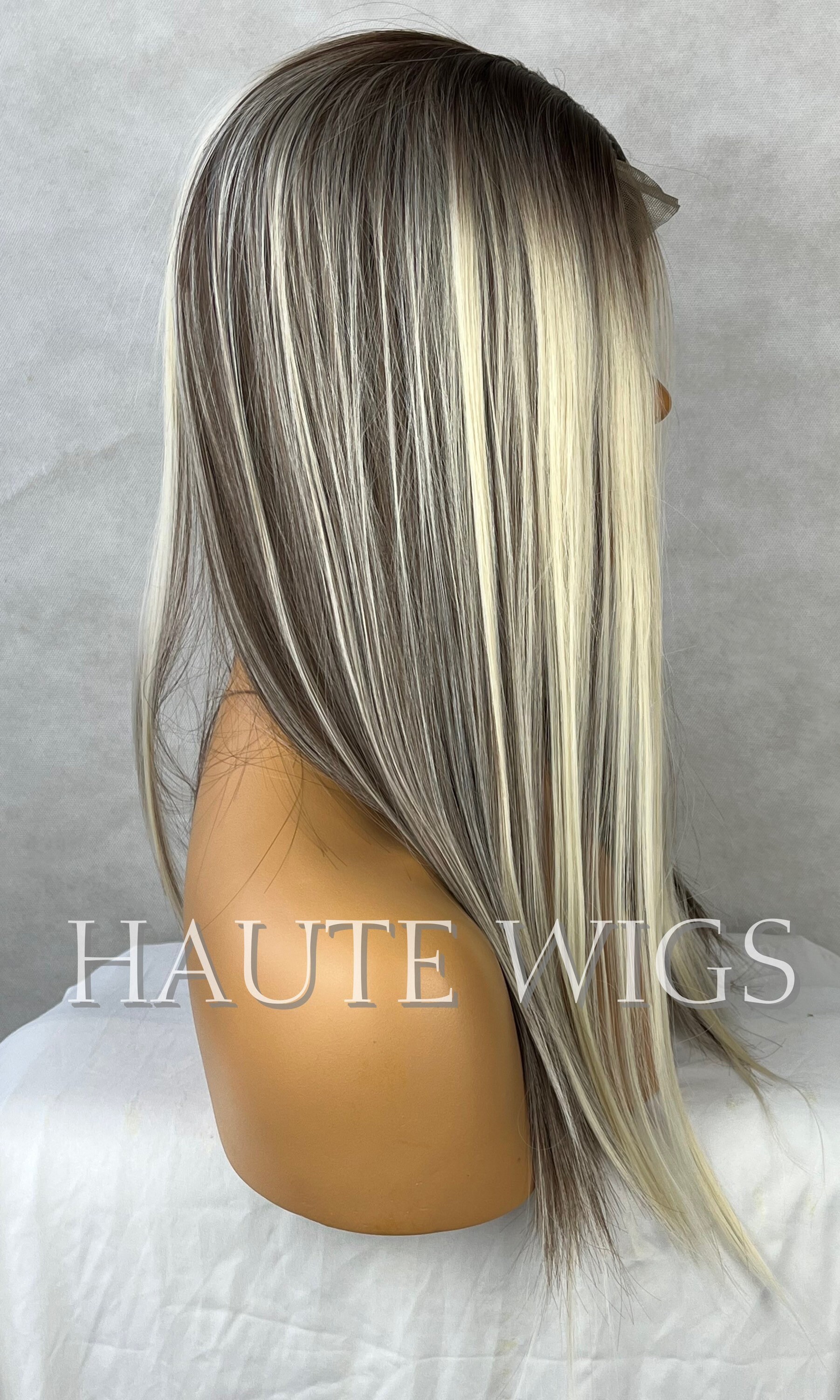Yanah T.  24”WHITE BLONDE STRAIGHT LACEFRONT Wig * lace front human wig - 24 main image 3