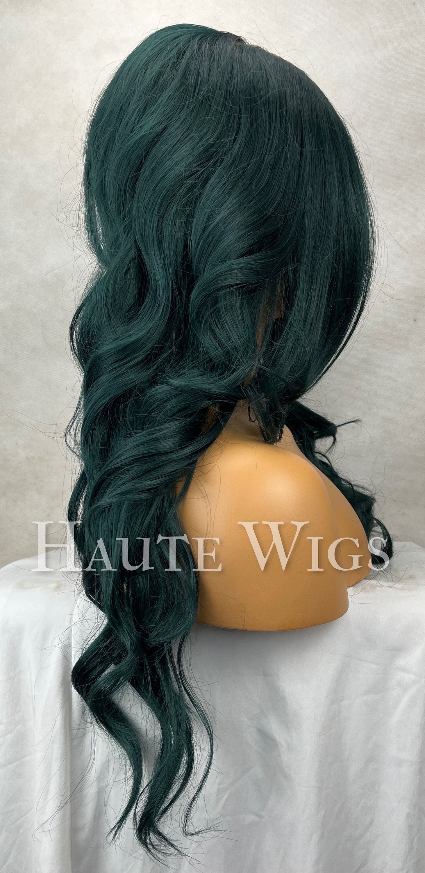 New Emerald Green Front Lace Wig 24” Amazon.com : BTWTRY Emerald Green Synthetic Lace Front Wig  main image 3