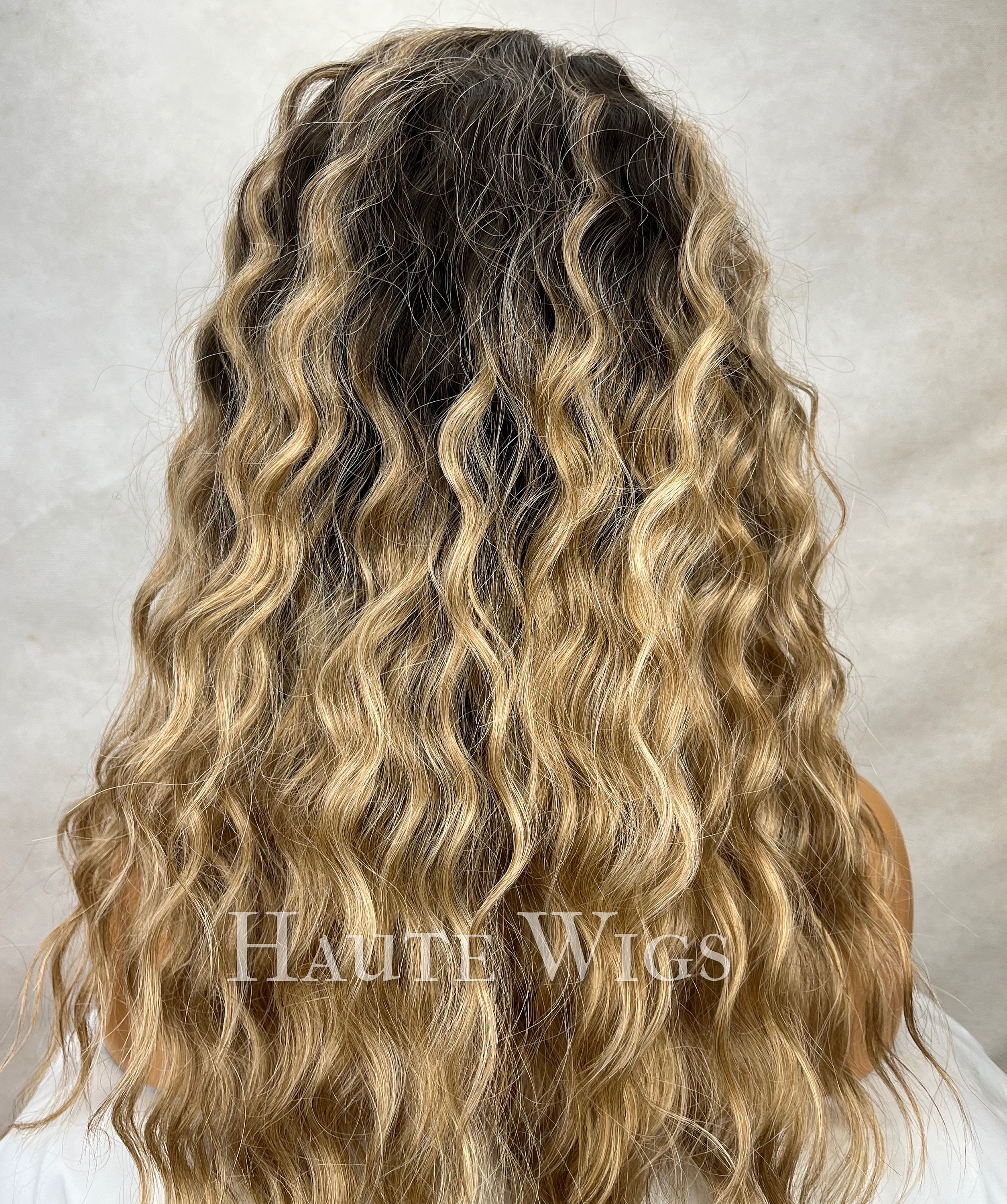 Blonde curly ombré wig Earth Tones lacefront Wig Ombre Honey Blonde Highlight Lace Front Curly Human Hair Wig  main image 4