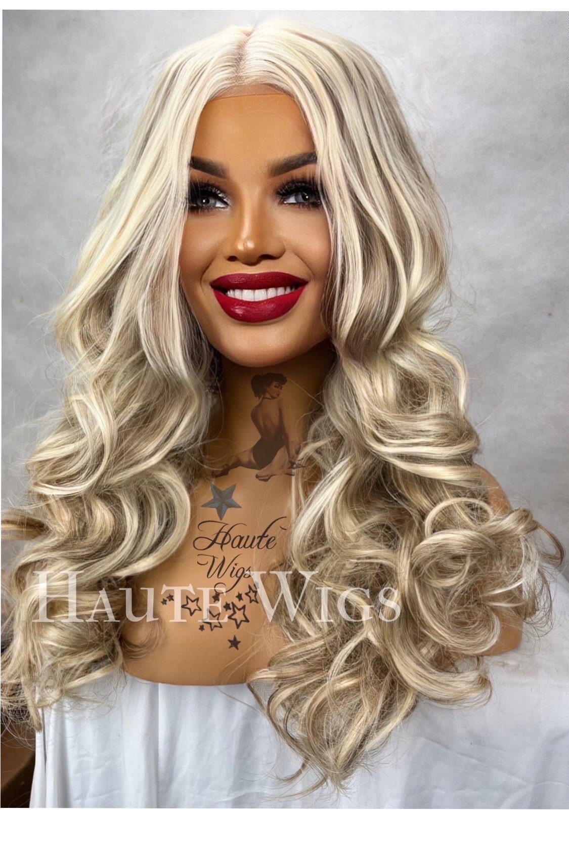 ?Misty Blonde OMBRÉ 24” LACE FRONT WIG ? NWT Ombre Blonde Mid Length Lace Front Wig. Jenni by CelebWigs main image 4