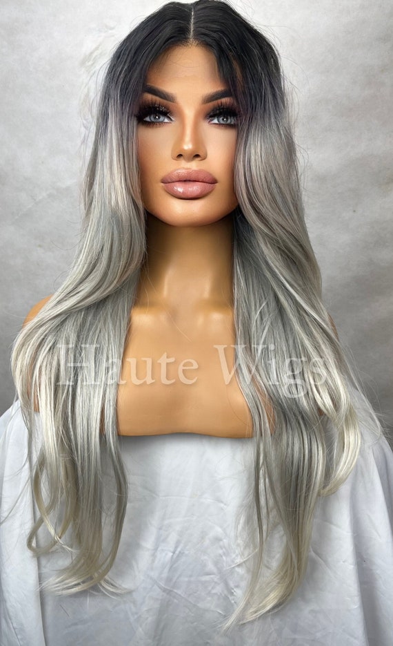 Human hair blend ash gray to platinum blonde wig SULMY Platinum Ash Blonde Wigs 100% Real Human Hair for  main image 4