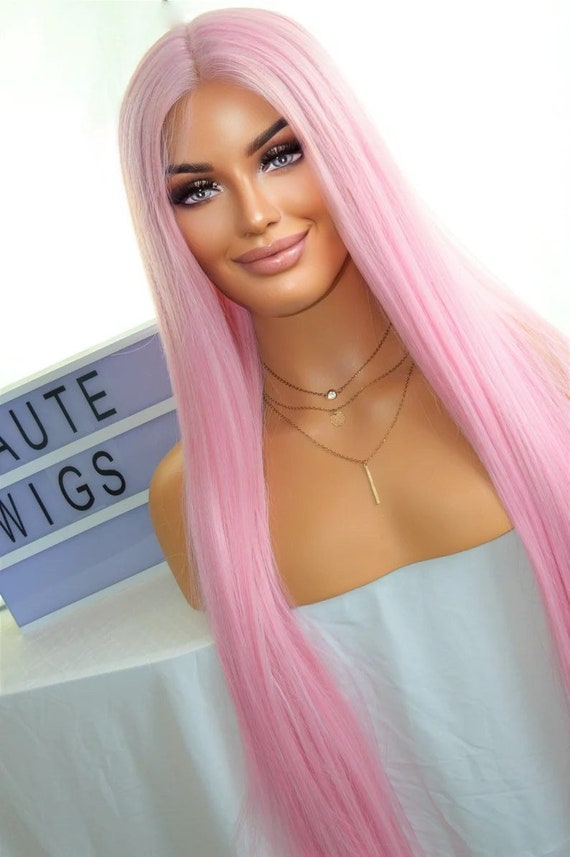 Barbie XXX Lungo 40 Pollici Anteriore Del Merletto Capelli Umani Parrucca  da Donna Signore Zucchero Filato Rosa Chiaro Lusso Capelli Del Bambino  Centro Separazione Parrucche Diritte -  Italia