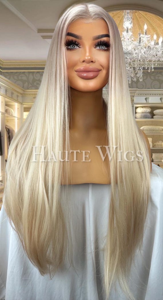 Ash Blonde Lace Front Wig: Heat Resistant, Pre-plucked, Long  display picture 3
