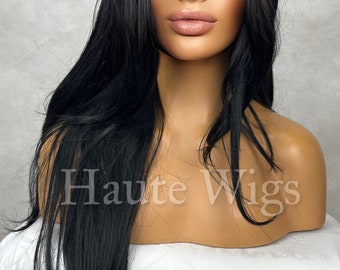 Euphoria - 28 Inch Jet Black Wig Layered Cut Style Straight  display picture 1