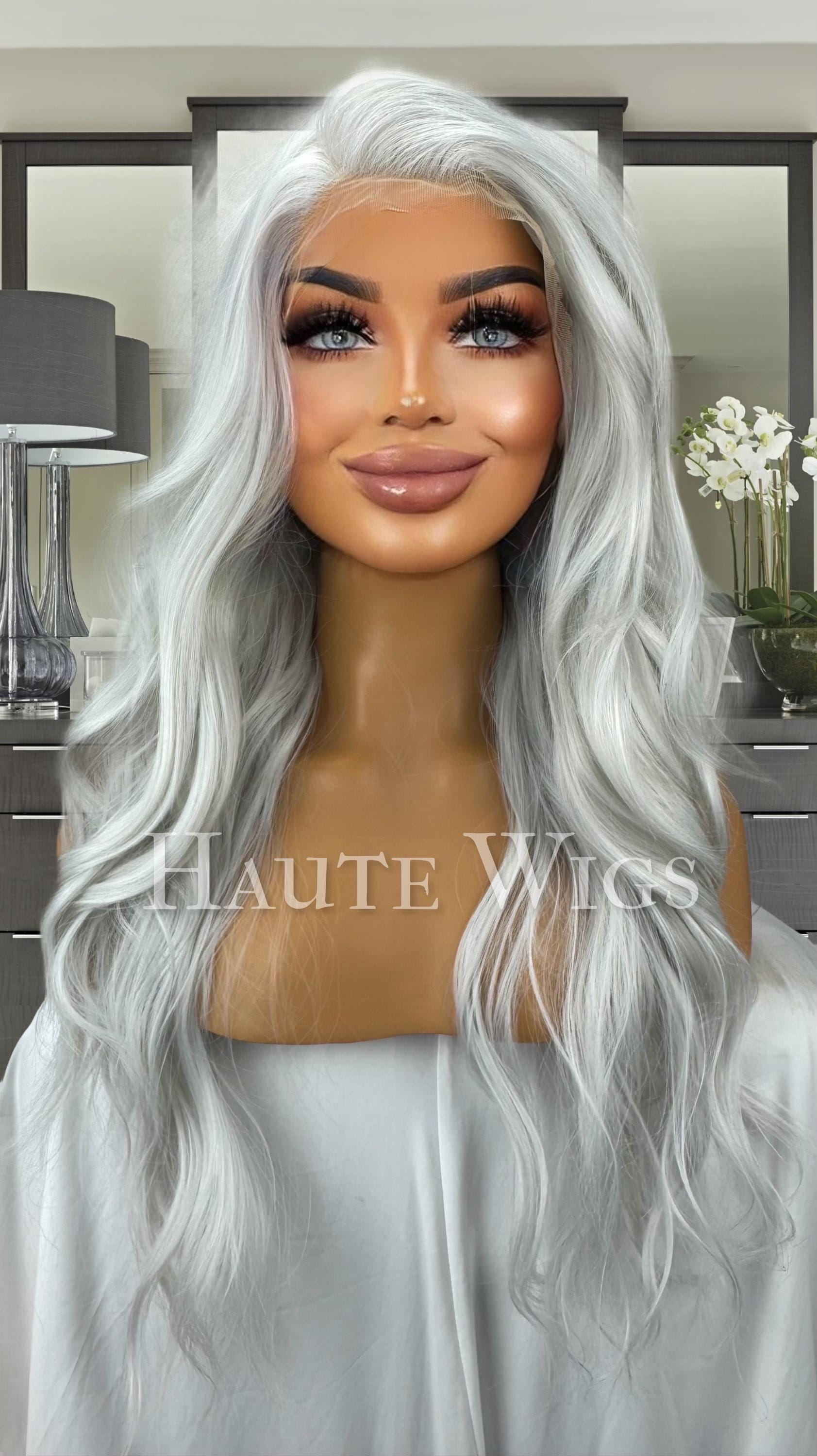 Ash sandy blonde wig lace front middle part 26 inch long wavy layered 26 Inch Ash Blonde Wavy Lace Front Wig | Natural Look  main image 3