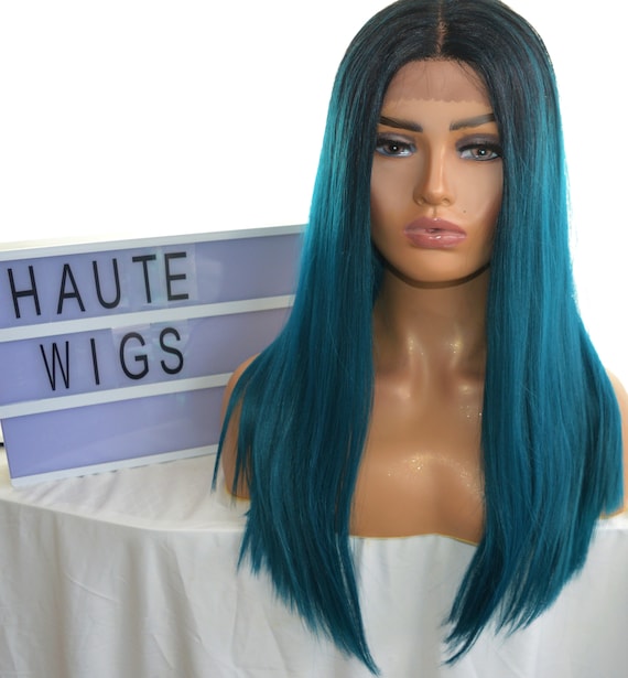 Ombre Turquoise Teal Dark Sea Aqua Blue Green Wig Long - Etsy