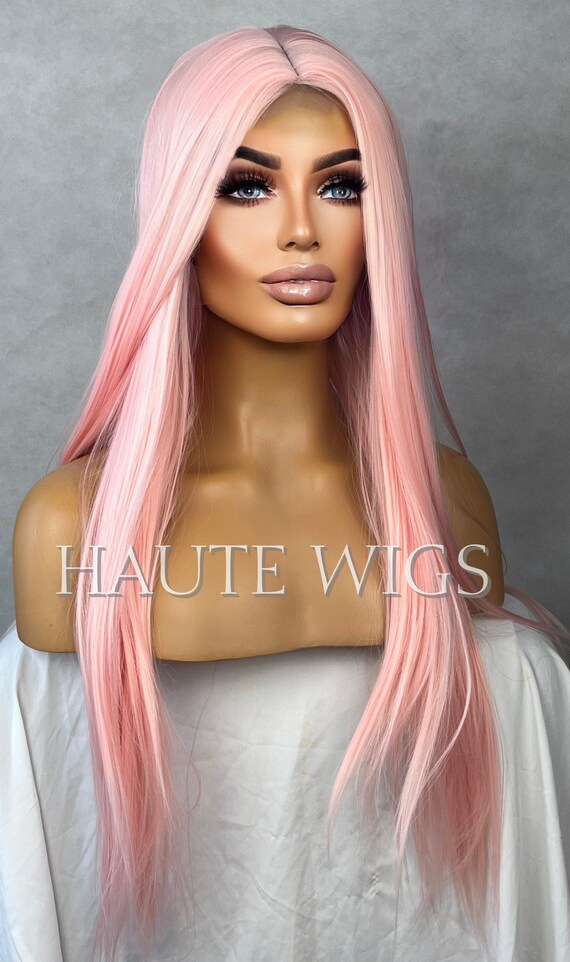 Pink wig with baby hair hotsell