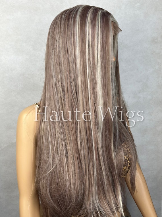 30 Inch Long Brunette Brown Wig W. Blonde White Highlights - Etsy Denmark 30 Inch Long Brunette Brown Wig W. Blonde White Highlights - Etsy Denmark