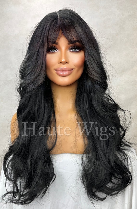 Miami Nights Long 24 Inches NO Lace Front Synthetic Womens Wig Ladies JET  BLACK Full Wavy Hair Haute Wigs Everyday Wear Gift - Etsy