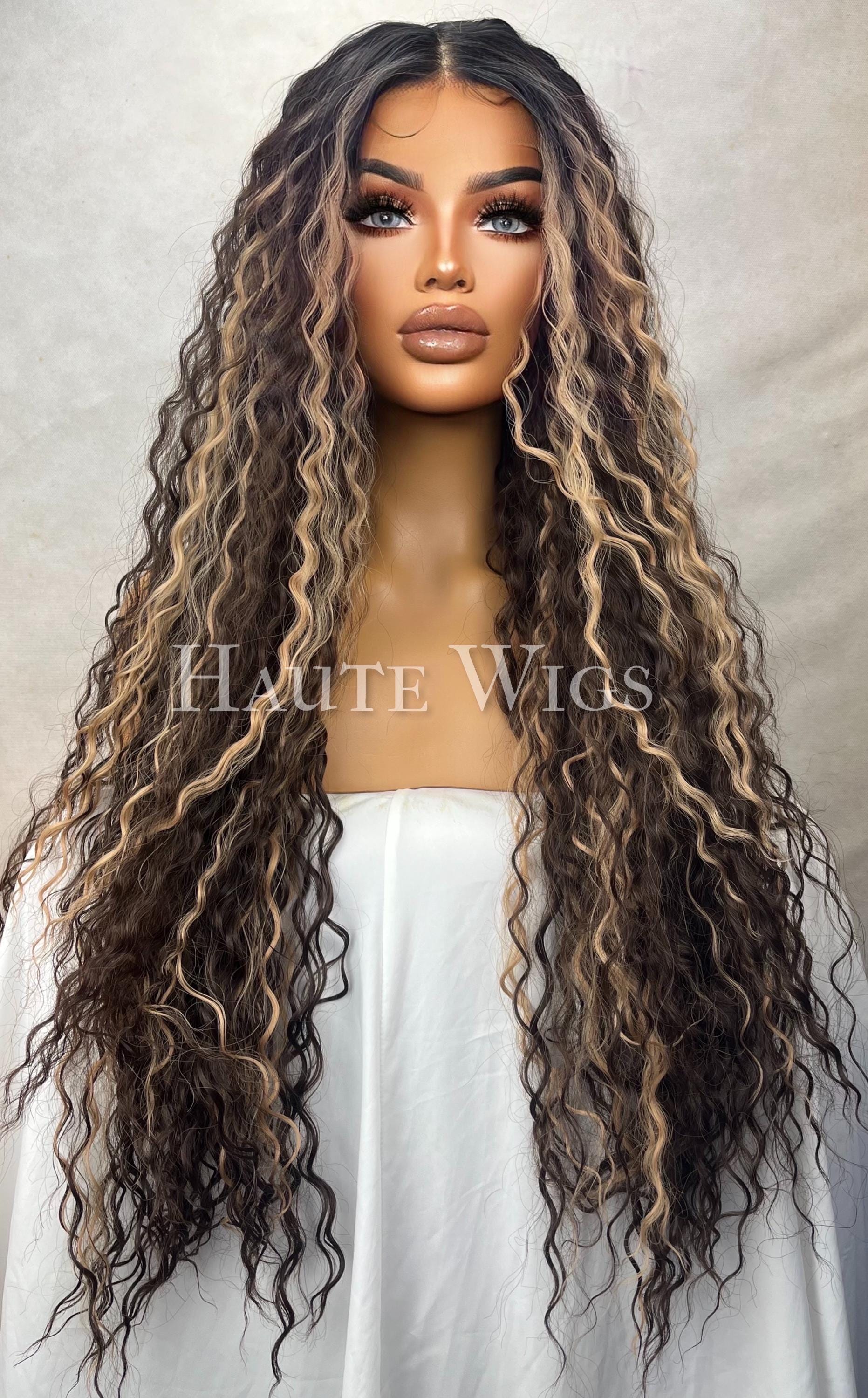 NEW TAG !  Eawwii Long 29 Inch Hair Curly Wig Drak Blonde Amazon.com : Fencca Long Curly Wavy Wig Honey Blonde Wigs  main image 2