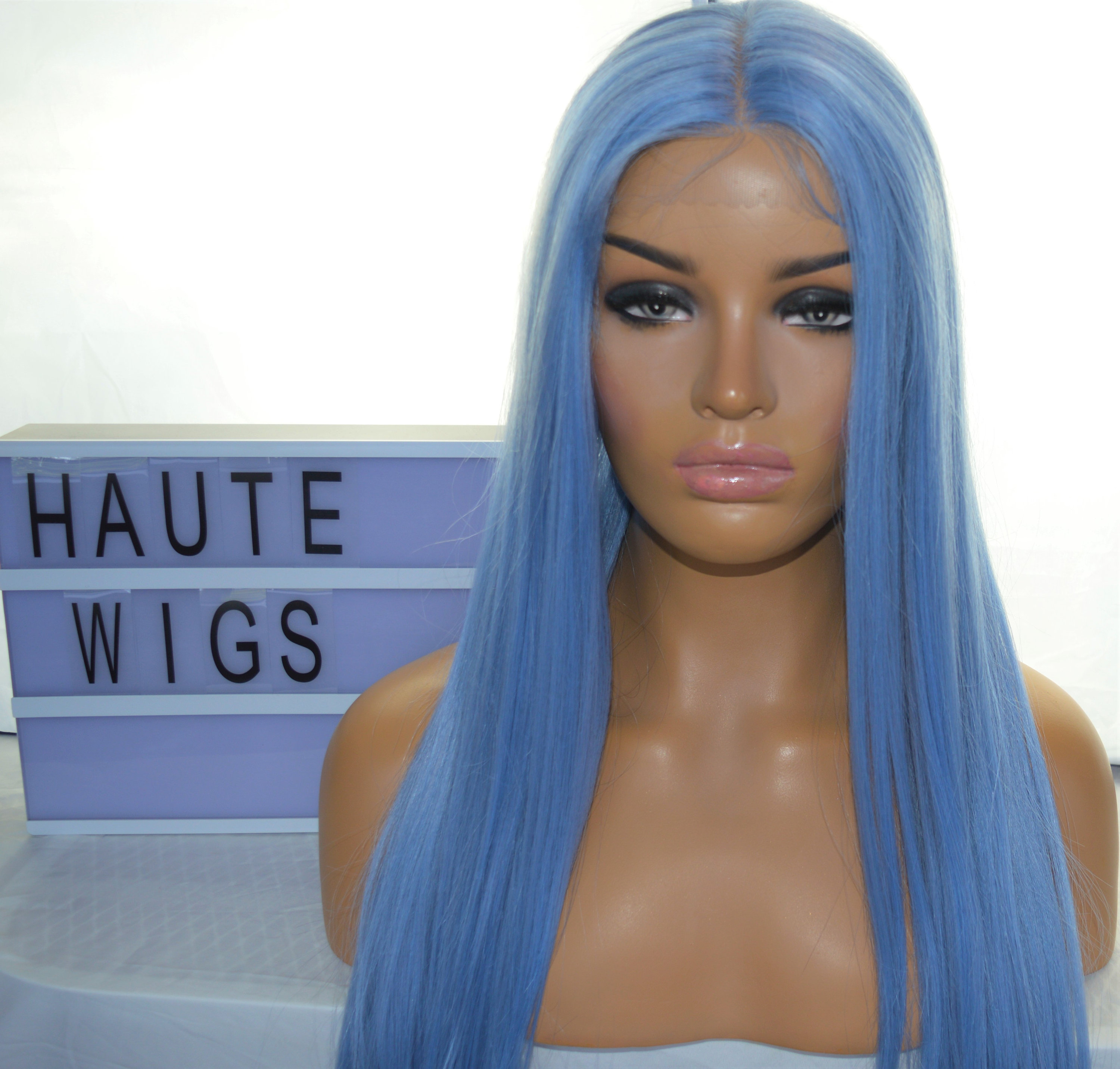 Azura Icy Baby Sky Blue Wig Straight Light Blue Wig Lace Front T