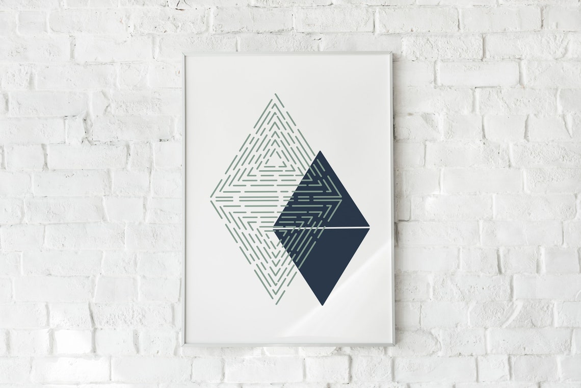 Geometric Triangle art Triangle wall art Modern wall decor Etsy