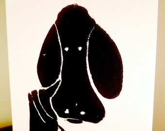 Block-Print Greeting Card - Black Dog