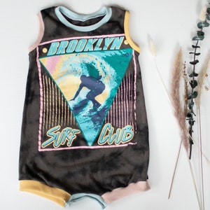 2T Up-cycled T-shirt Romper “Brooklyn Surf Club”