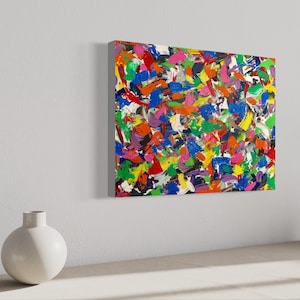 Vivid, Abstract Oil Painting, Modern Canvas Wall Art, Small Palette Knife, Bold Colors, Living Room, 18 x 24 in