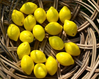 Lemon glass beads 14x10mm, Beautiful Czech lemon glass beads with beautiful yellow color, Czech Lemon beads 14mm