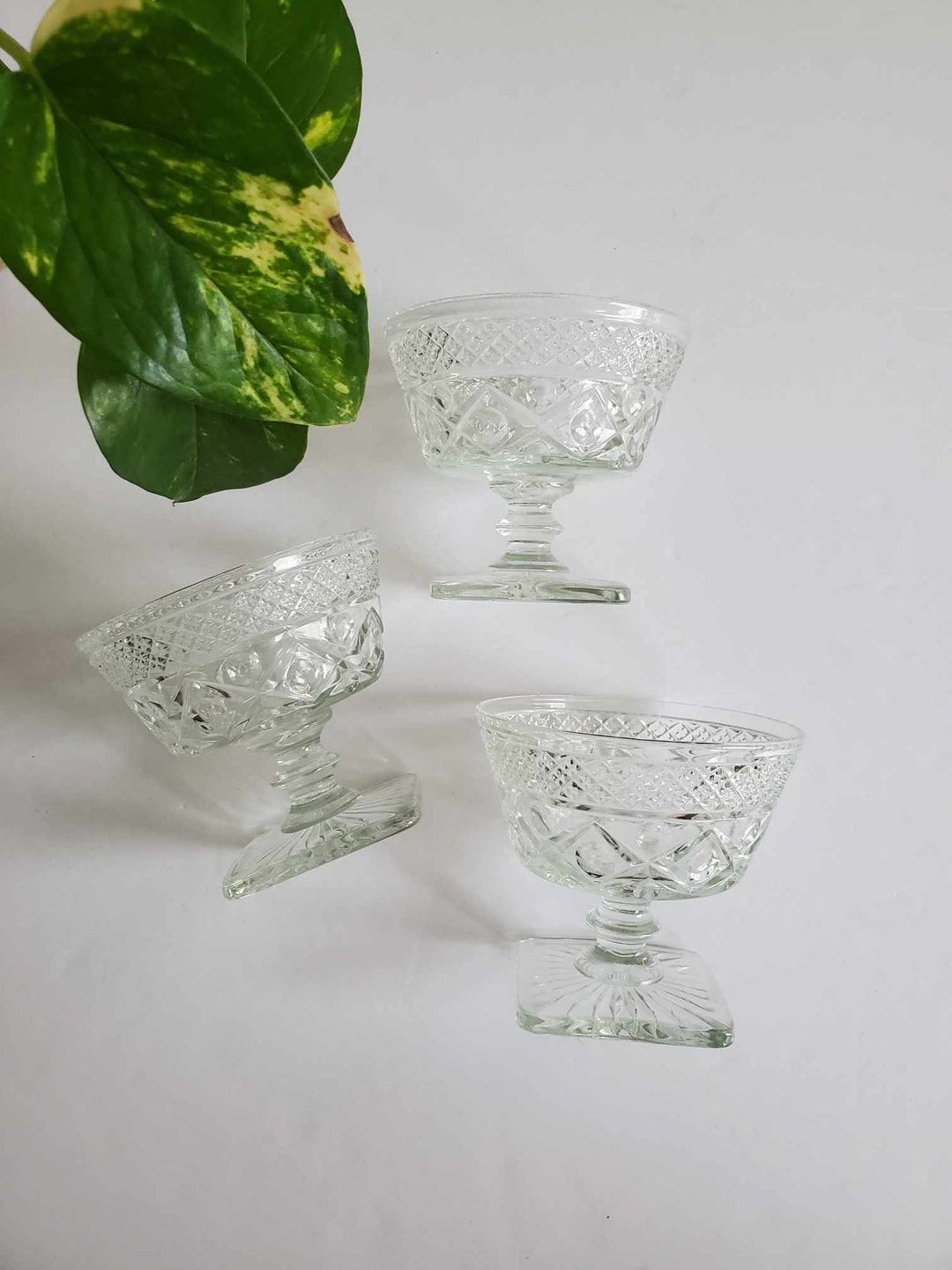 Vintage Champagne Glasses Cape Cod Stemware Glass Set of 3 Etsy