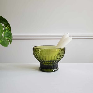 Vintage Green Glass Dish | Avocado Green Glass Bowl |  Coloured Glass | Vintage Vase