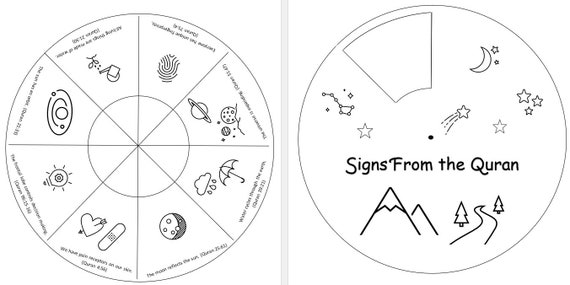 Signs From the Quran (Instant Download) Kids Iman Boosting Activity - Coloring Wheel and Blank Template Included