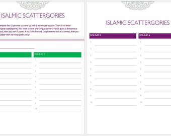 Islamic Scatterggories Eid Game (Instant Download)