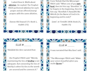 Hadith Scavenger Hunt w/ Quran Quotes To Solve (Instant Download) Eid Game