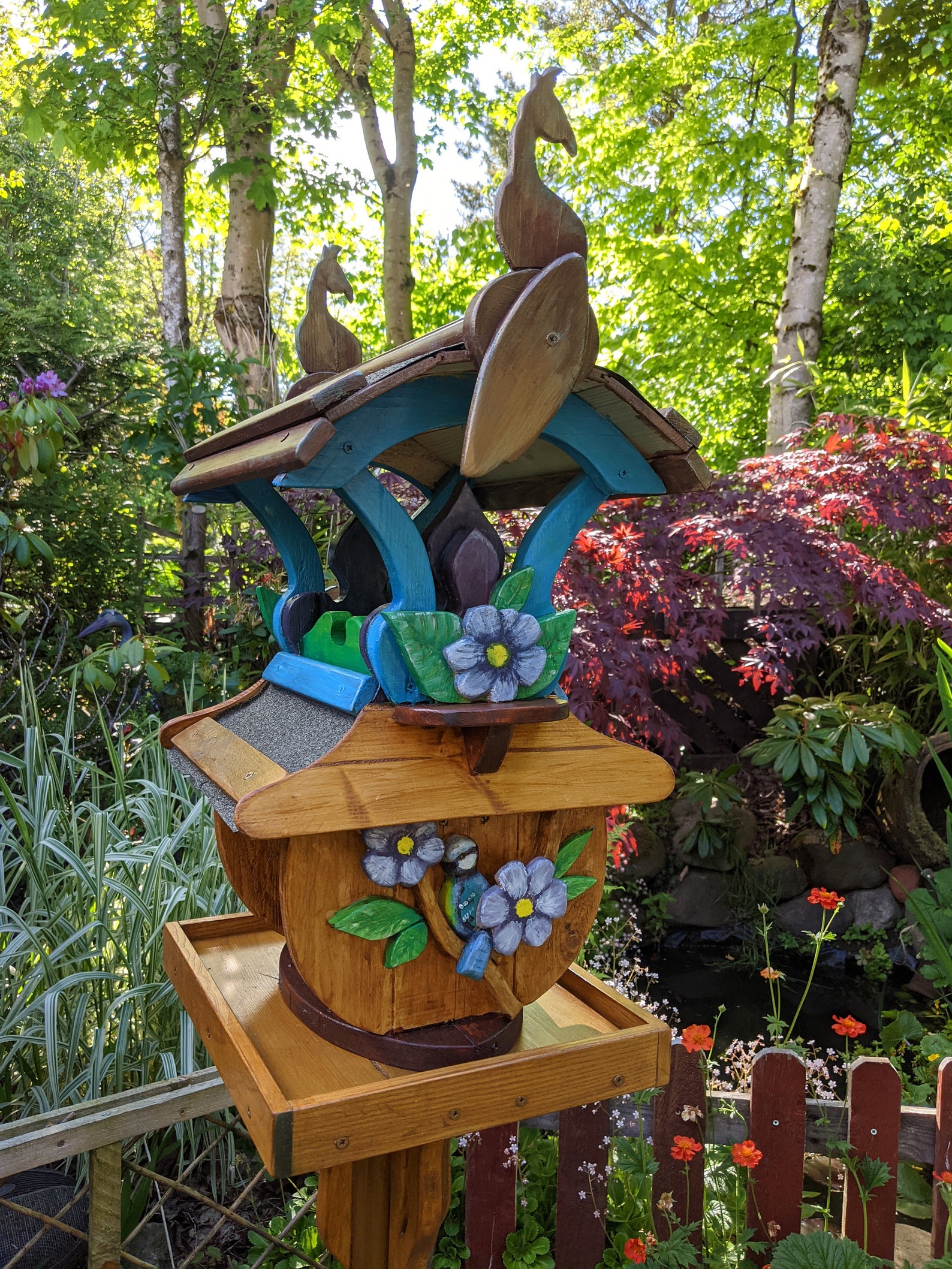 Decorative Free Standing Garden Bird Table With Built in Etsy