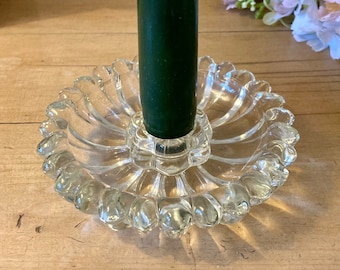 A nice vintage glass candle stick holder, small glass candle stick holder