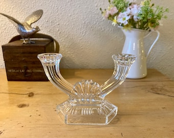 A nice glass candle stick holder, Double Candelabra, Candle Stick Holders,Art Deco Candelabras
