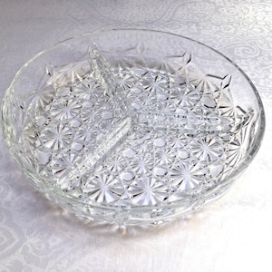 Three section pressed glass dish