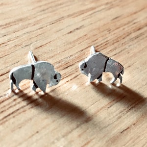 Sterling Silver Buffalo Bison Stud Earrings