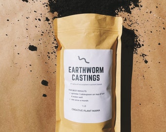 Pure Earth Worm Castings - Natural Fertilizer - 1 or 3 LB Bag