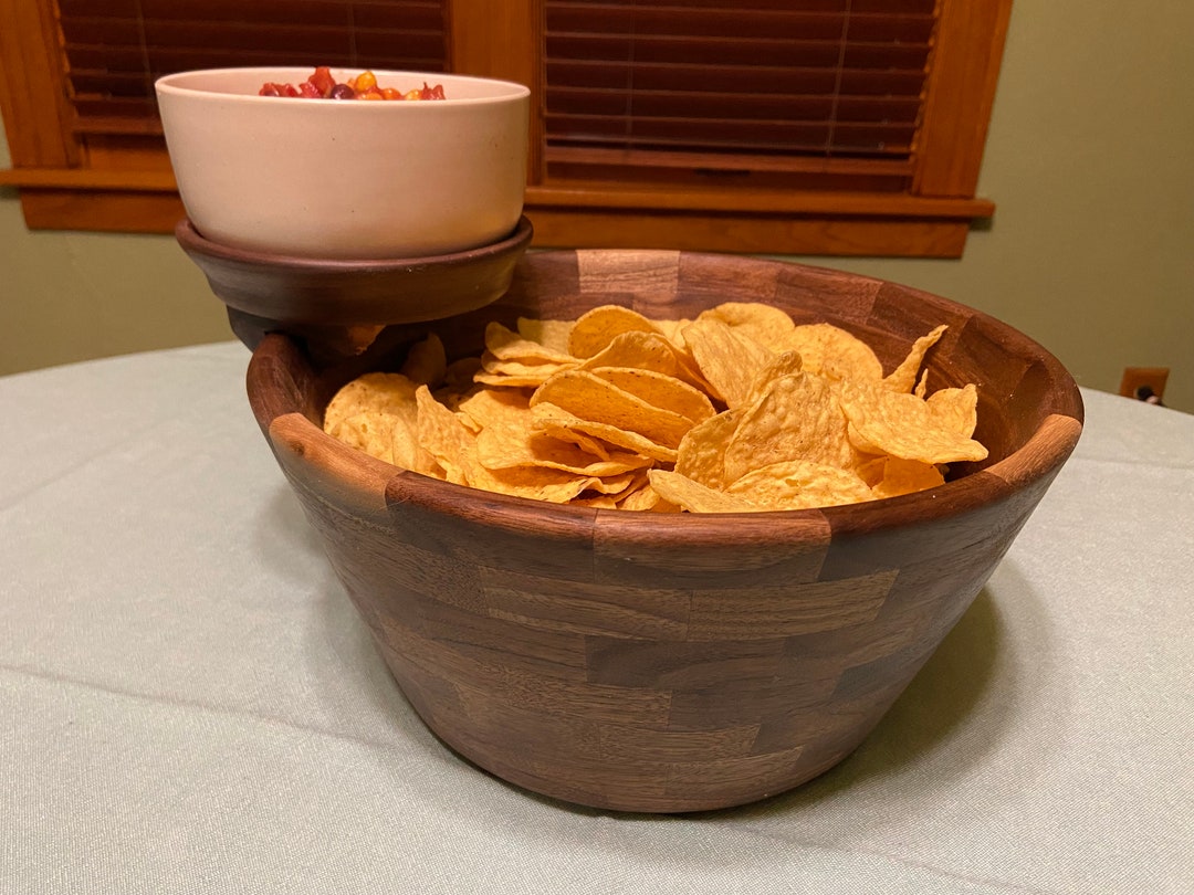 Chip and Dip Serving Bowl / Salad Bowl Etsy
