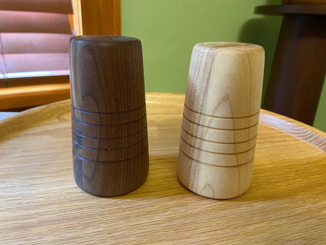 Salt and Pepper Shakers Walnut and Maple Etsy