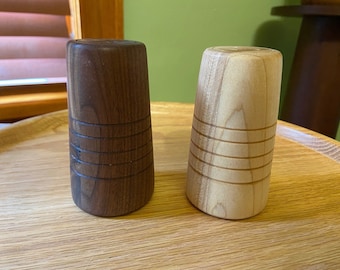 Salt and pepper shakers - walnut and maple