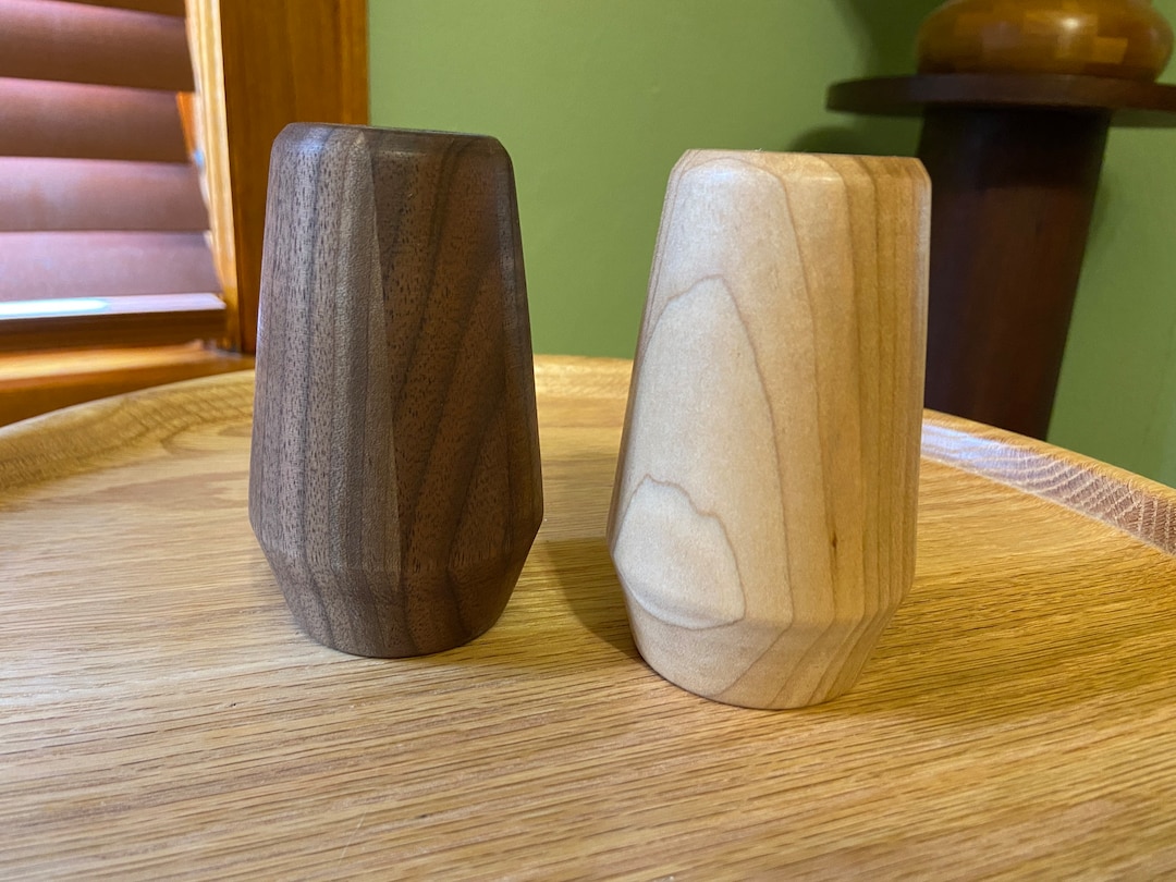 Salt and Pepper Shakers Walnut and Maple Etsy