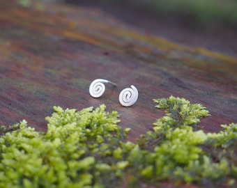 925 Prata Espiral Ohrstecker, hangemachte Stecker