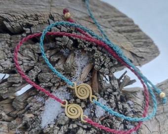 Braçadeira espiral de Messing e Makramee, handgemacht e anpassbar