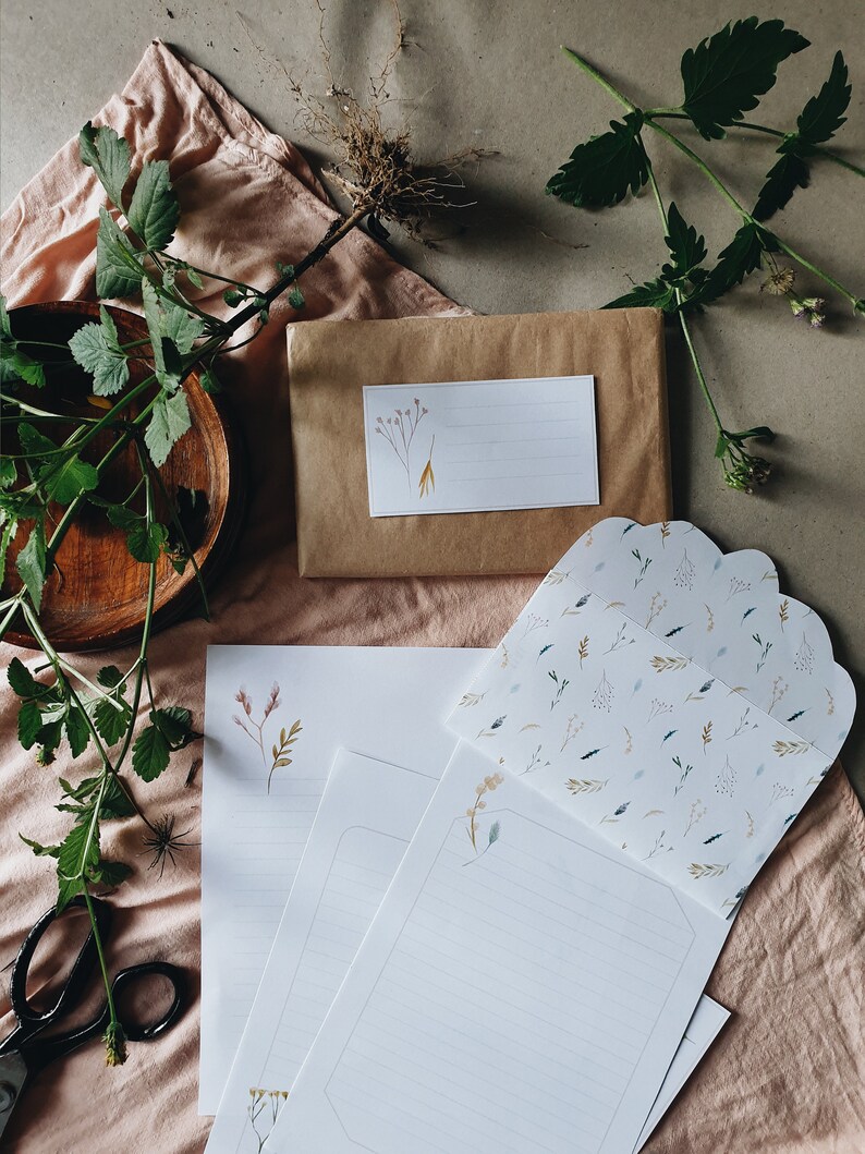 Letter Writing Set Flowers/ 3 Sheets of Writing Paper Etsy Australia