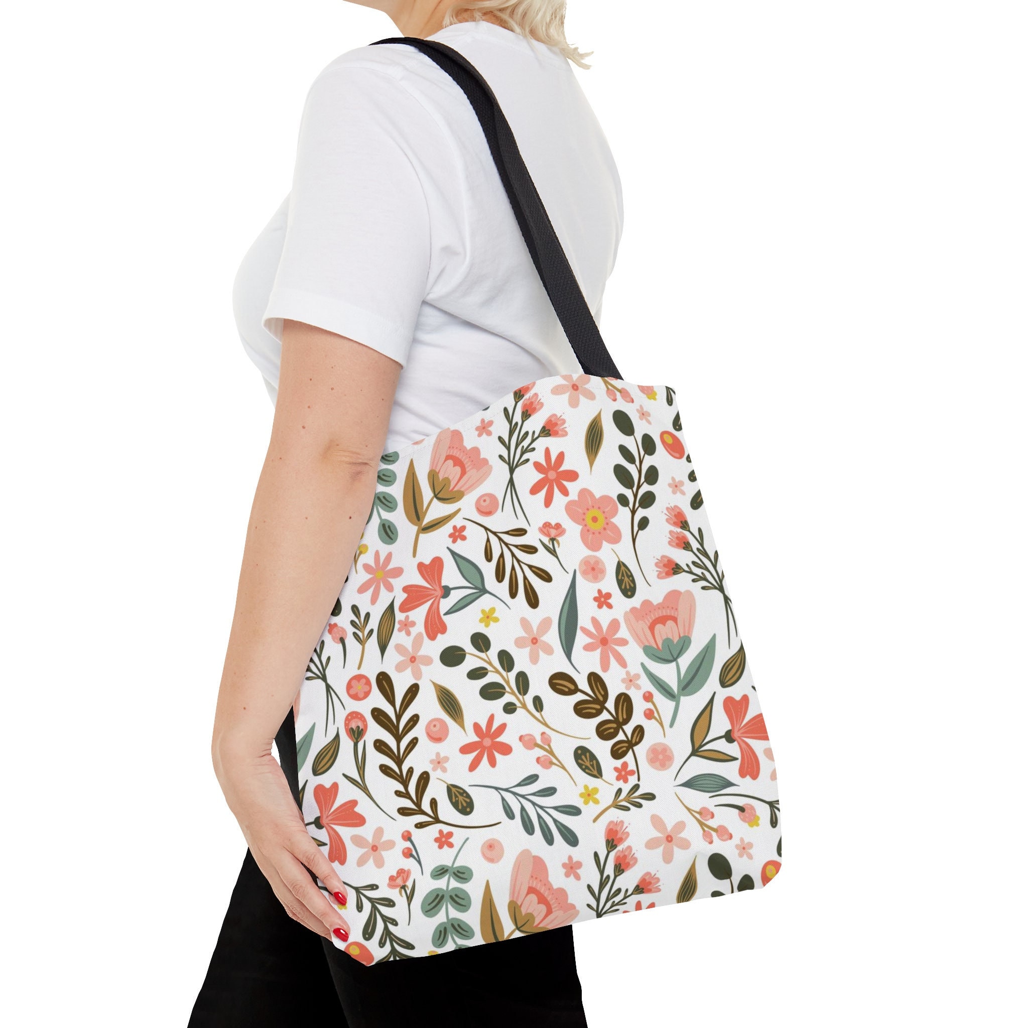 printed cotton canvas tote bag 17in x 13in, Five Below