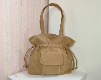 Corduroy bag Shoulder bag Tote Handbag Simple style Multiple colors