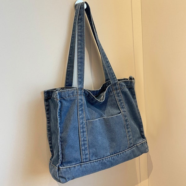 New denim Tote Canvas bag Denim bag Crossbody bag Shoulder bag Handbag Simple style