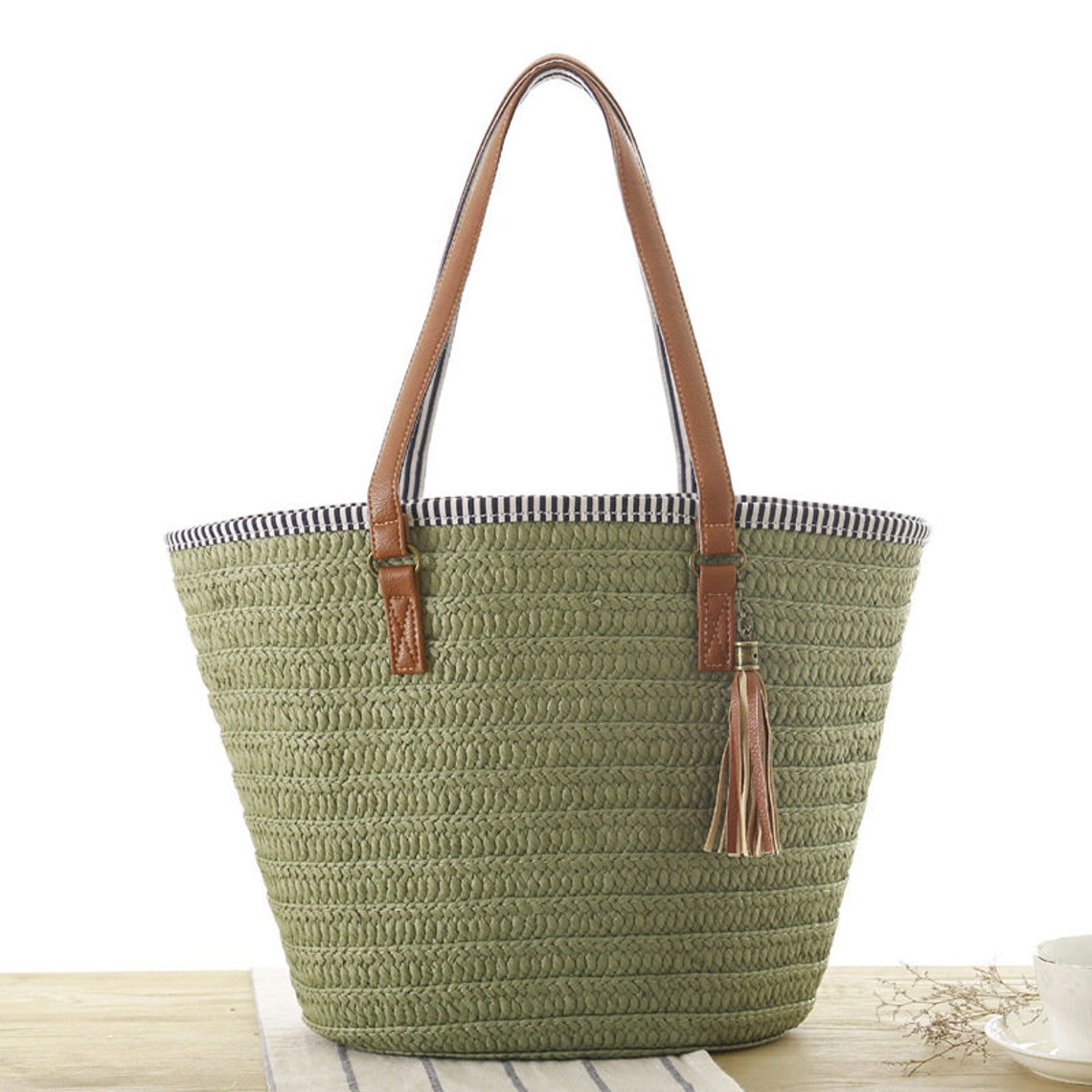 Hobo Summer Handwoven Shoulder Bags Straw Beach Tote Tassel Etsy