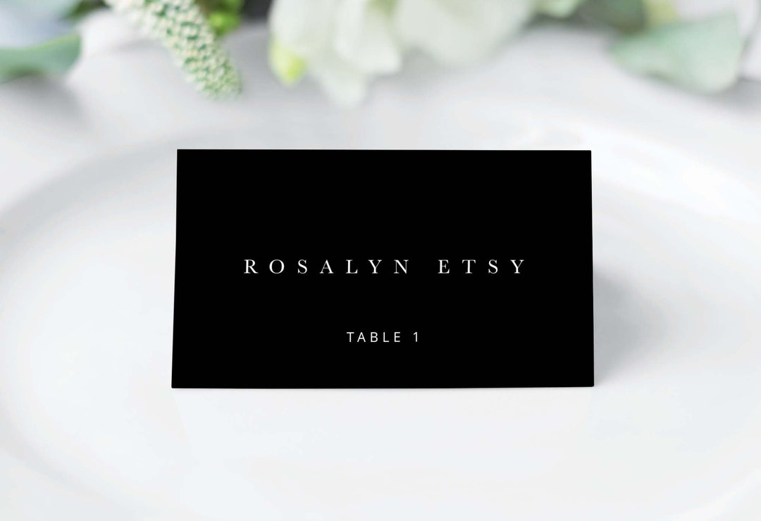 black-wedding-place-cards-template-editable-place-card-black-etsy